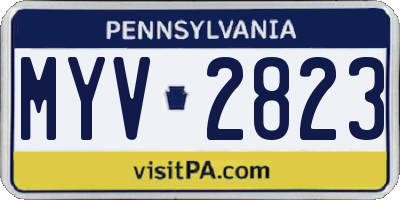 PA license plate MYV2823