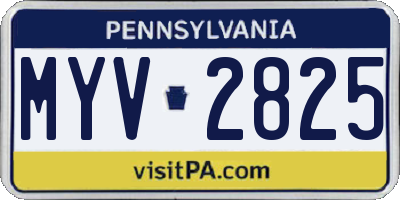 PA license plate MYV2825