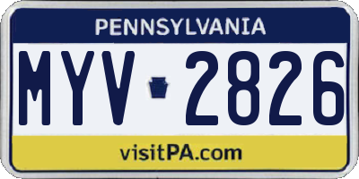 PA license plate MYV2826