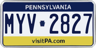 PA license plate MYV2827