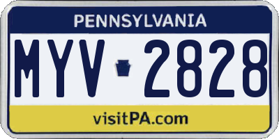 PA license plate MYV2828