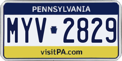 PA license plate MYV2829