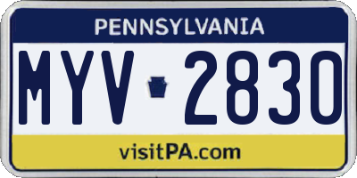 PA license plate MYV2830