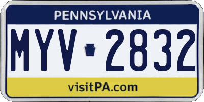 PA license plate MYV2832