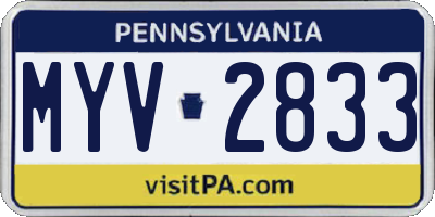 PA license plate MYV2833