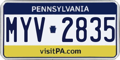 PA license plate MYV2835