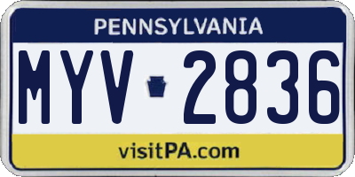 PA license plate MYV2836