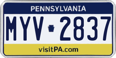 PA license plate MYV2837