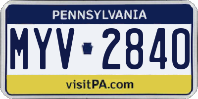 PA license plate MYV2840