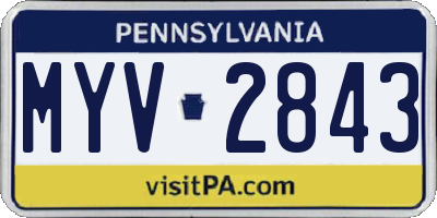 PA license plate MYV2843