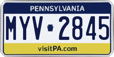 PA license plate MYV2845