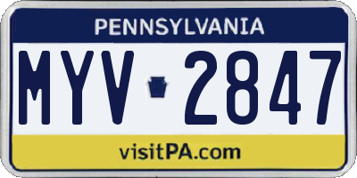 PA license plate MYV2847