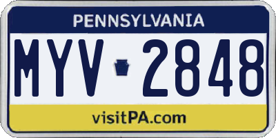 PA license plate MYV2848