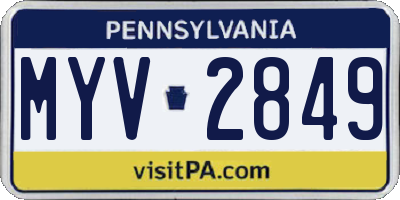 PA license plate MYV2849