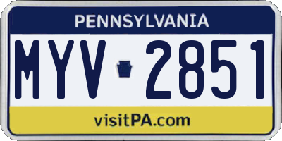 PA license plate MYV2851