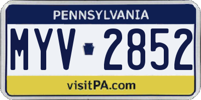 PA license plate MYV2852
