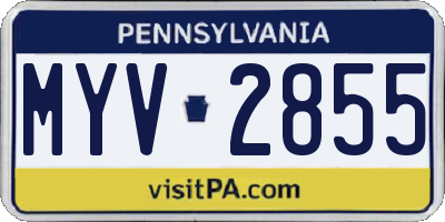 PA license plate MYV2855