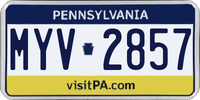 PA license plate MYV2857