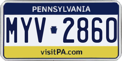PA license plate MYV2860