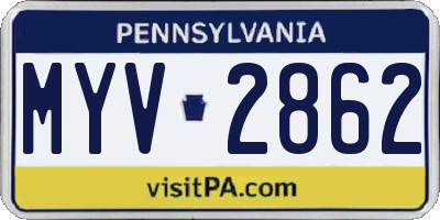 PA license plate MYV2862