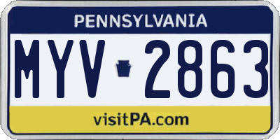 PA license plate MYV2863