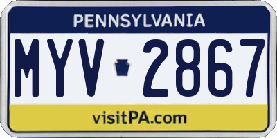 PA license plate MYV2867
