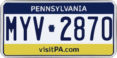 PA license plate MYV2870