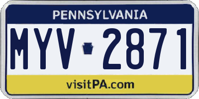 PA license plate MYV2871