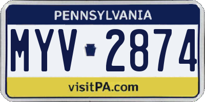 PA license plate MYV2874
