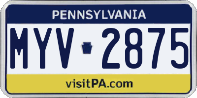 PA license plate MYV2875