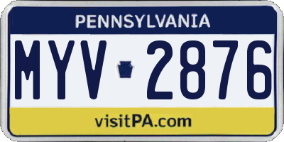 PA license plate MYV2876