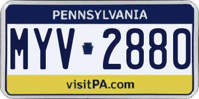 PA license plate MYV2880
