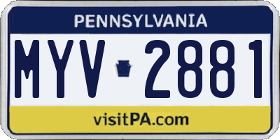PA license plate MYV2881