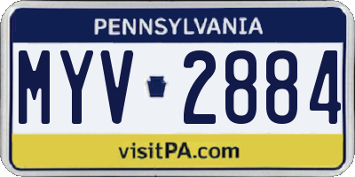PA license plate MYV2884
