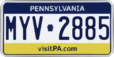 PA license plate MYV2885