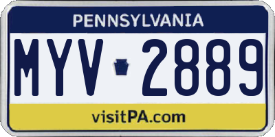 PA license plate MYV2889