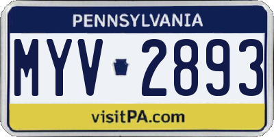 PA license plate MYV2893