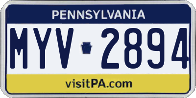 PA license plate MYV2894