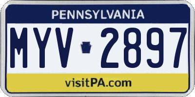 PA license plate MYV2897