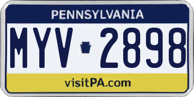 PA license plate MYV2898