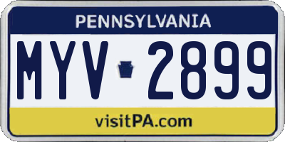 PA license plate MYV2899