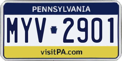 PA license plate MYV2901