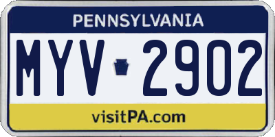 PA license plate MYV2902