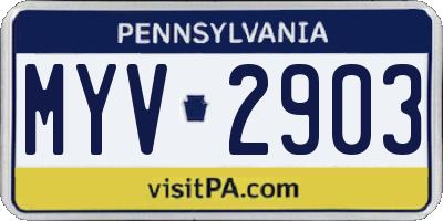 PA license plate MYV2903