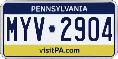PA license plate MYV2904