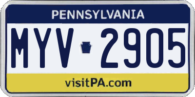 PA license plate MYV2905