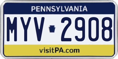 PA license plate MYV2908