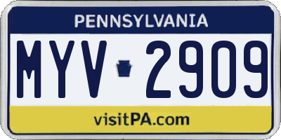 PA license plate MYV2909