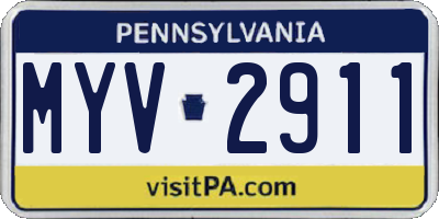 PA license plate MYV2911