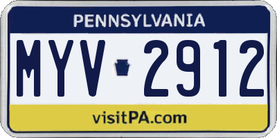 PA license plate MYV2912